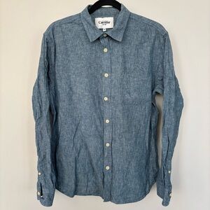 Corridor Summer Linen Blend Chambray Long Sleeve Button Down Shirt Size M